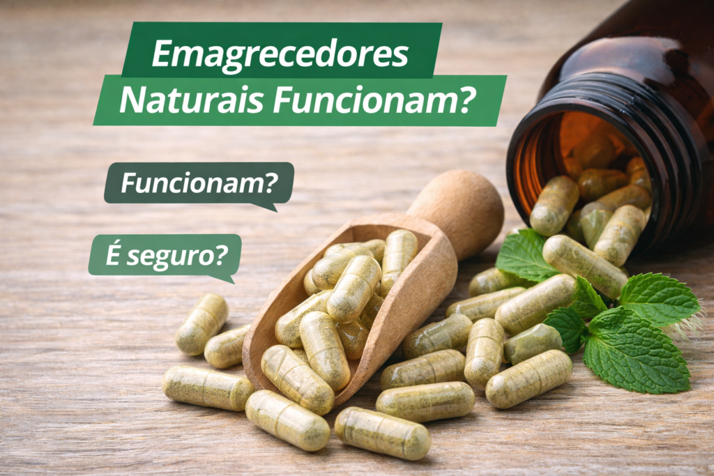 Suplementos naturais e ingredientes para emagrecimento em imagem ilustrativa