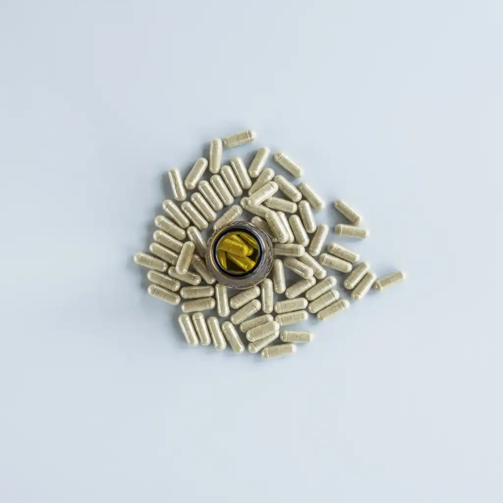 A imagem atual não possui texto alternativo. O nome do arquivo é: garrafa-de-comprimidos-rodeada-de-capsulas-sobre-fundo-colorido-scaled.webp