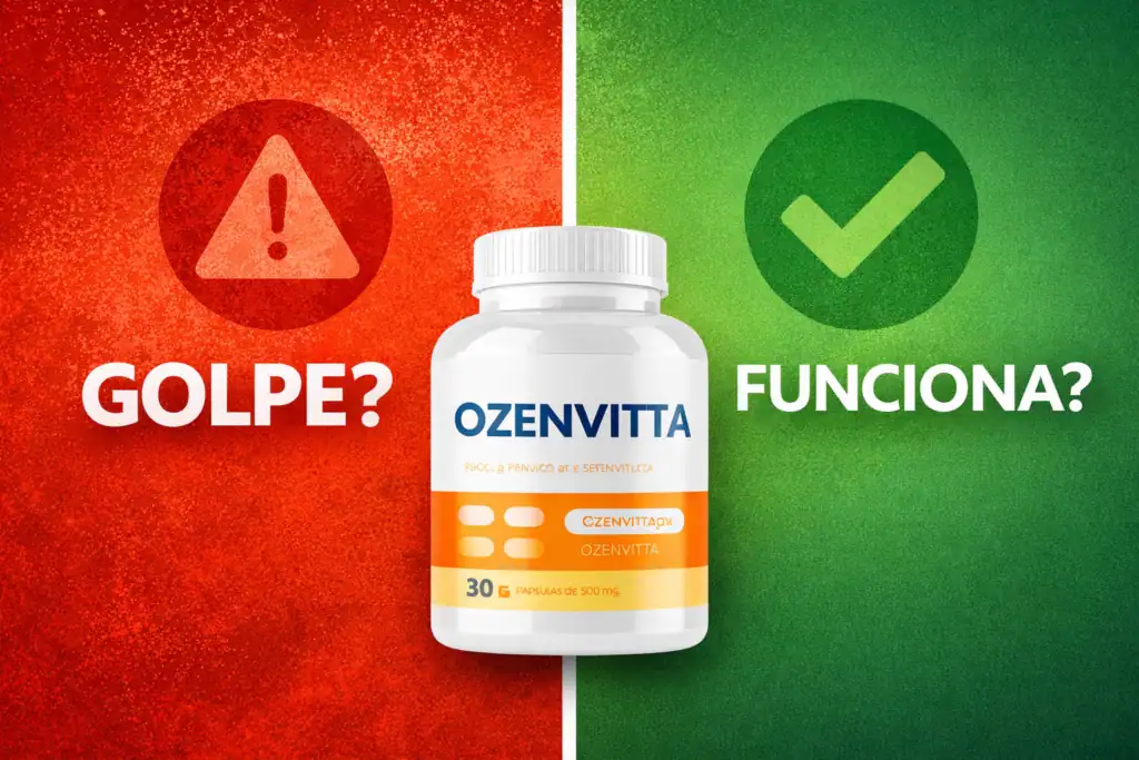 Imagem atual: ozenvitta é golpe ou funciona comparação suplemento original com alerta de golpe e aprovação mostrando segurança na compra e eficácia no emagrecimento
