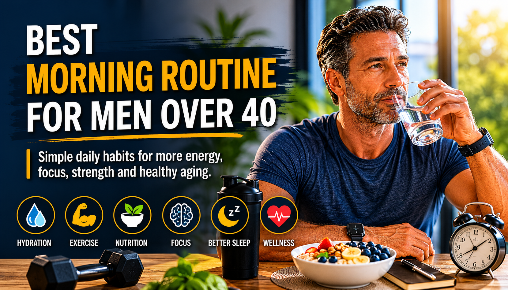 best morning routine for men over 40 healthy lifestyle and wellness image