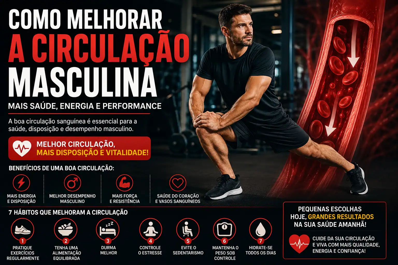 Homem praticando atividade física representando melhora da circulação masculina, energia, disposição e saúde masculina naturalmente.