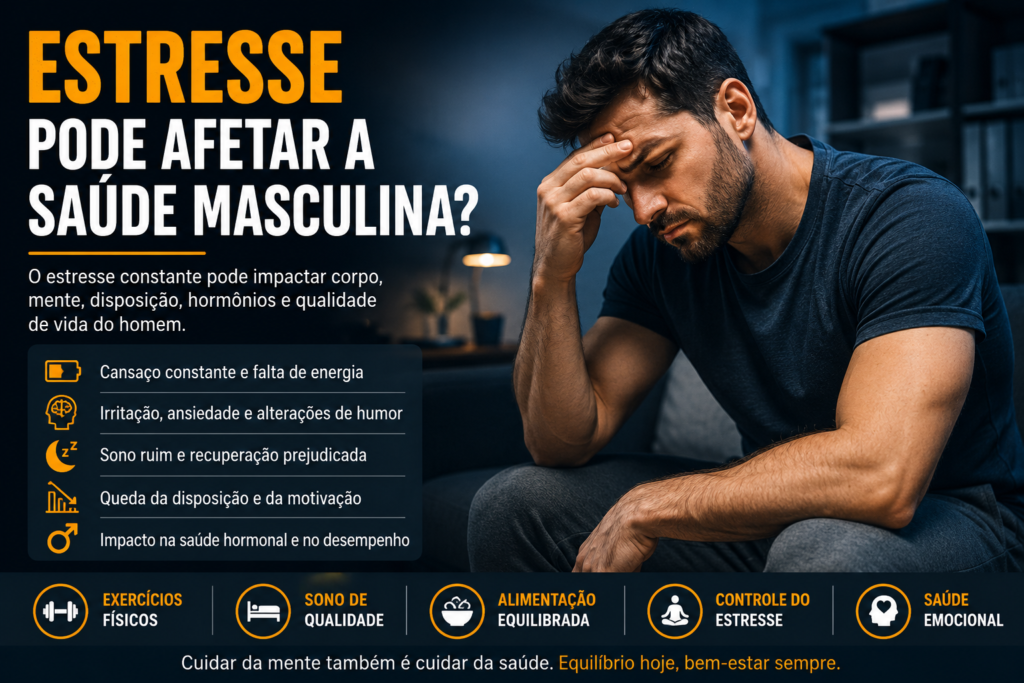 Imagem atual: Estresse pode afetar a saúde masculina em homem preocupado sentado com expressão de cansaço, ansiedade e pressão emocional
